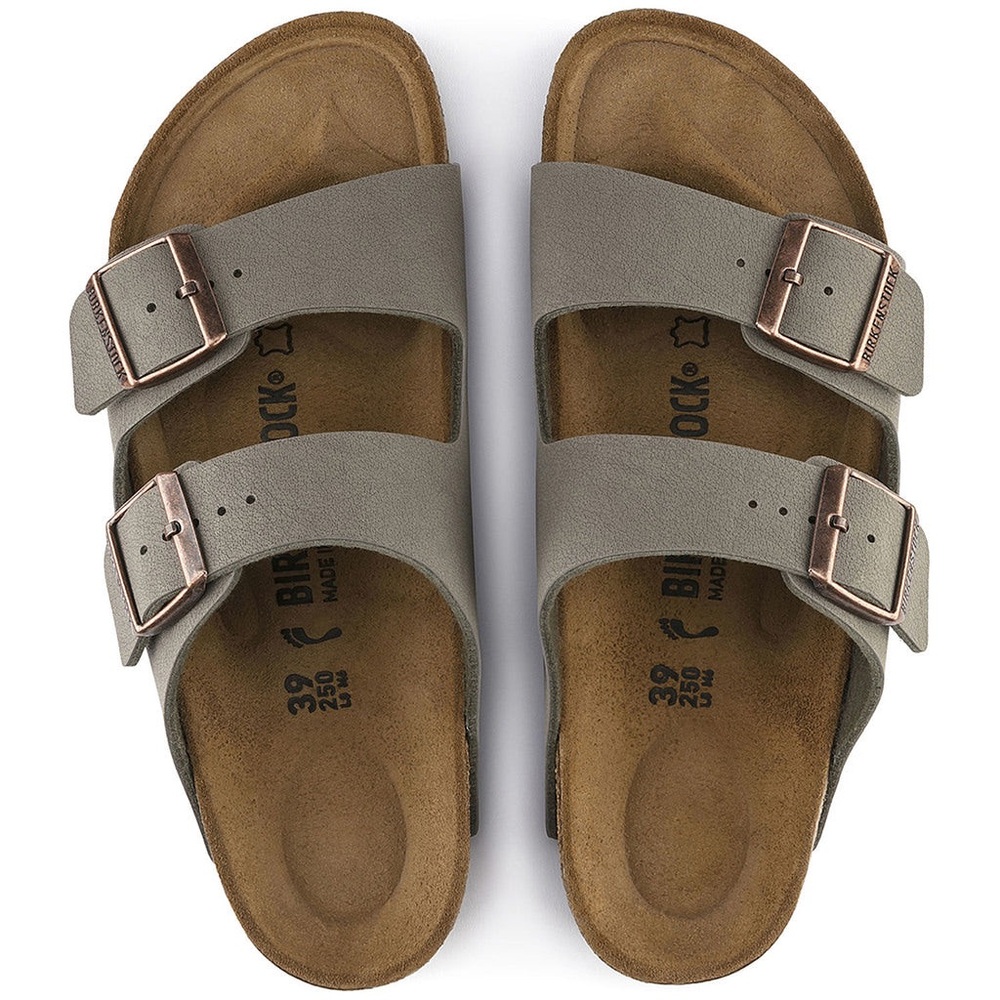 Birkenstock New Taupe Sandals with Copper Buckles - Picture 4 of 5